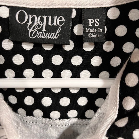 Onque Casuals Chic Black Polka Dot Floral Zipper Cardigan PS Artsy Festival - Picture 8 of 10